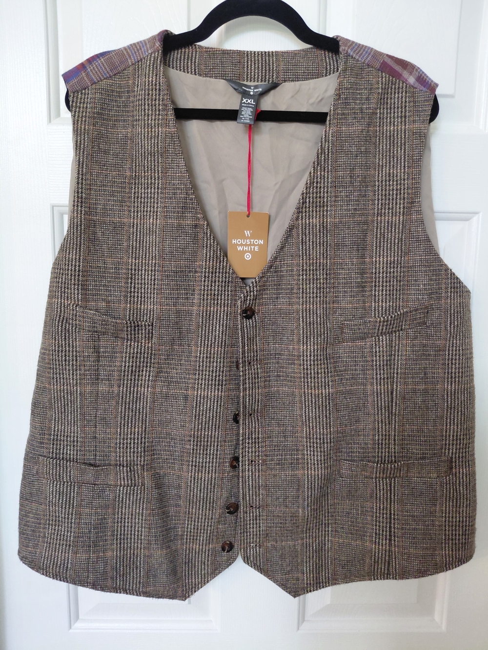 Houston White Men’s Brown Plaid Wool Blend Vest